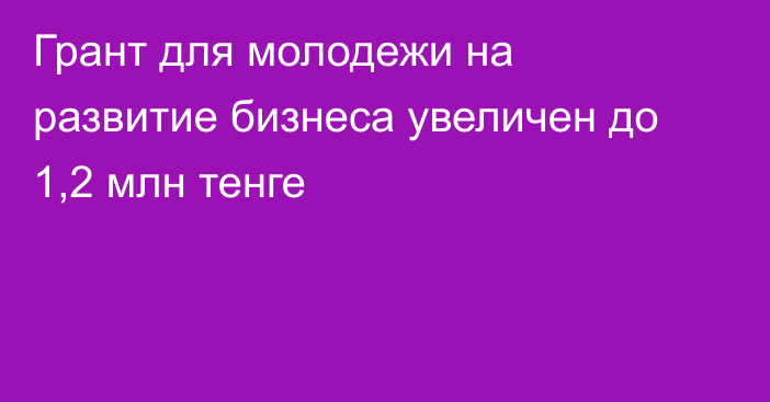 Грант для молодежи на развитие бизнеса увеличен до 1,2 млн тенге