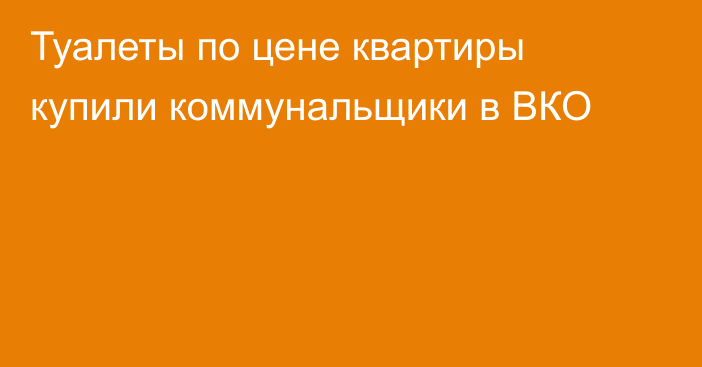 Туалеты по цене квартиры купили коммунальщики в ВКО