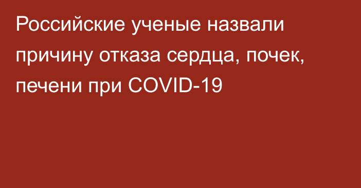 Российские ученые назвали причину отказа сердца, почек, печени при COVID-19