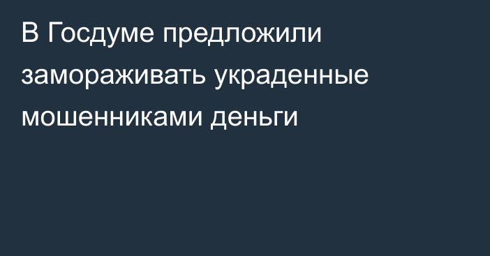 В Госдуме предложили замораживать украденные мошенниками деньги