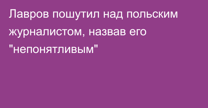 Лавров пошутил над польским журналистом, назвав его 