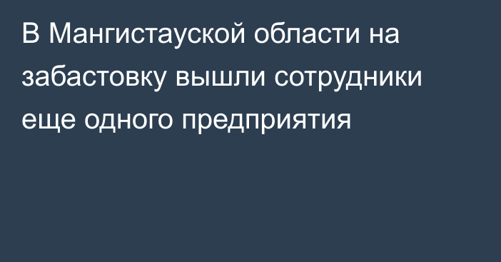 В Мангистауской области на забастовку вышли сотрудники еще одного предприятия