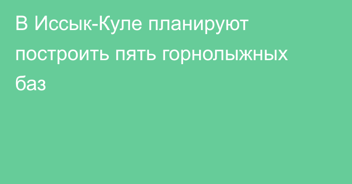 В Иссык-Куле планируют построить пять горнолыжных баз