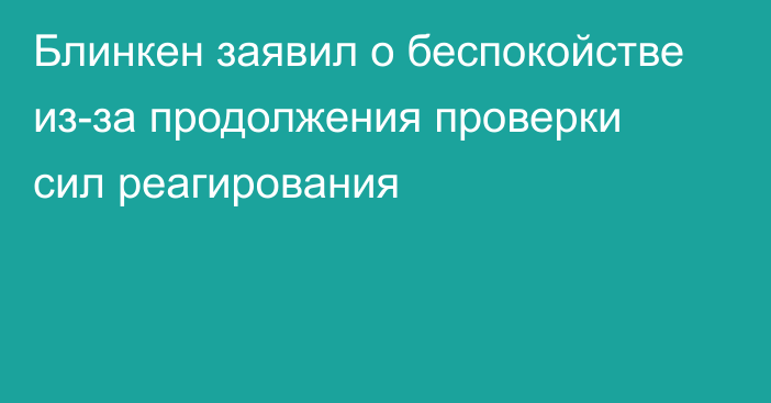 Блинкен заявил о беспокойстве из-за продолжения проверки сил реагирования