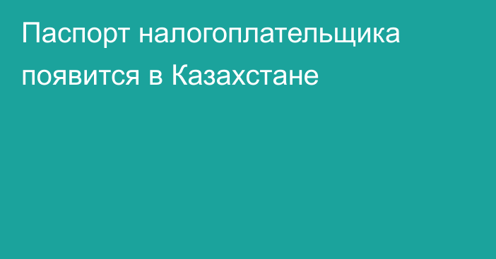 Паспорт налогоплательщика появится в Казахстане