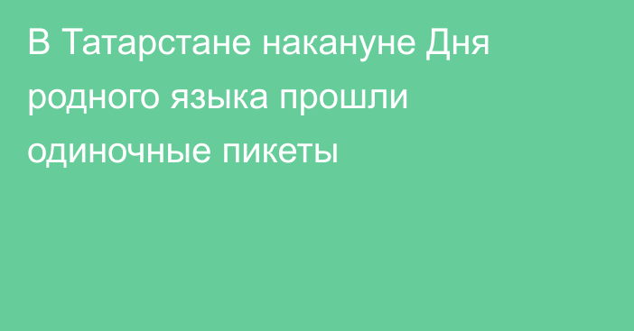 В Татарстане накануне Дня родного языка прошли одиночные пикеты