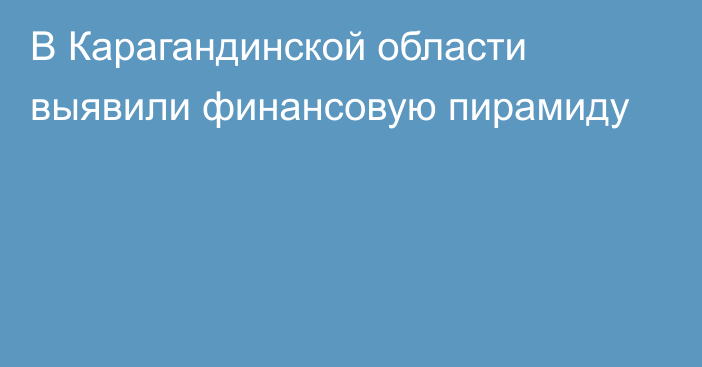 В Карагандинской области выявили финансовую пирамиду