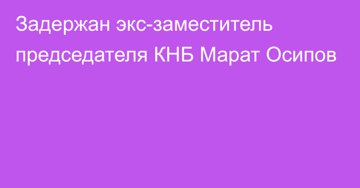 Задержан экс-заместитель председателя КНБ Марат Осипов