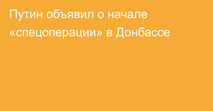 Путин объявил о начале «спецоперации» в Донбассе