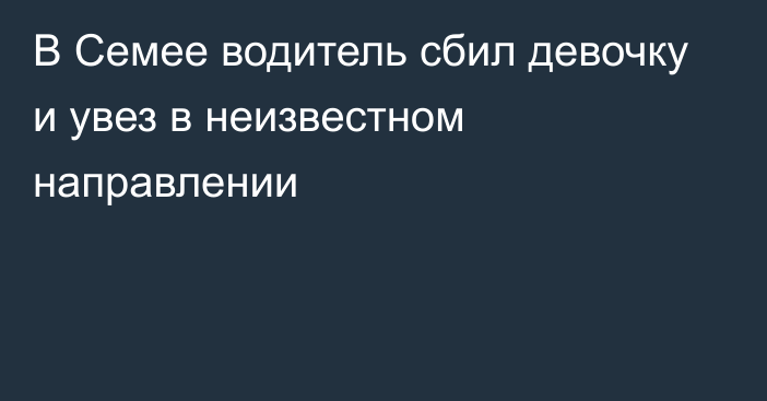 В Семее водитель сбил девочку и увез в неизвестном направлении