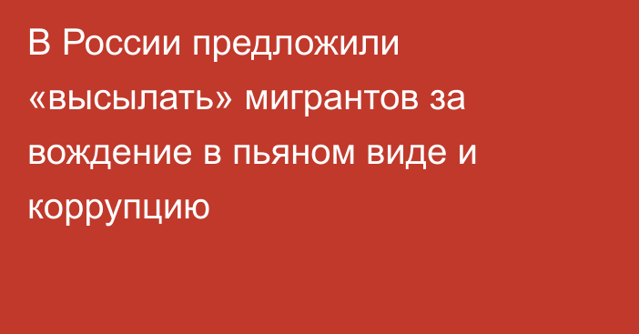 В России предложили «высылать» мигрантов за вождение в пьяном виде и коррупцию