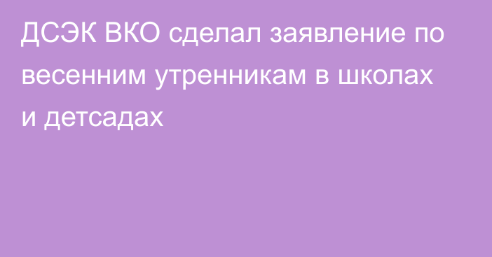 ДСЭК ВКО сделал заявление по весенним утренникам в школах и детсадах