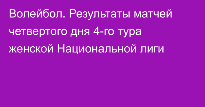 Волейбол. Результаты матчей четвертого дня 4-го тура женской Национальной лиги