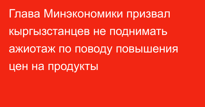 Глава Минэкономики призвал кыргызстанцев не поднимать ажиотаж по поводу повышения цен на продукты