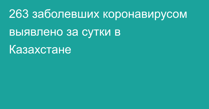 263 заболевших коронавирусом выявлено за сутки в Казахстане