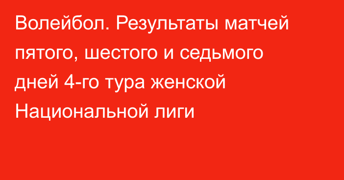 Волейбол. Результаты матчей пятого, шестого и седьмого дней 4-го тура женской Национальной лиги