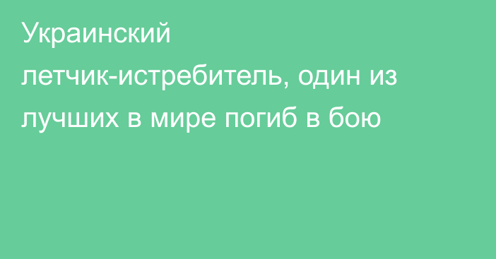 Украинский летчик-истребитель, один из лучших в мире погиб в бою