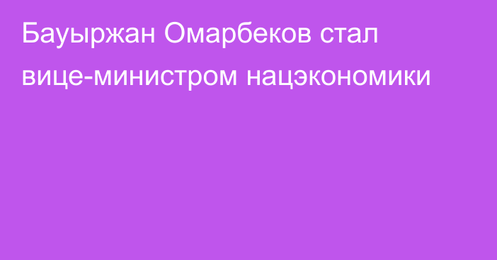 Бауыржан Омарбеков стал вице-министром нацэкономики