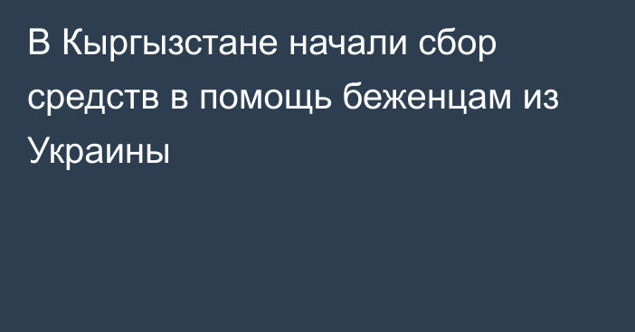 В Кыргызстане начали сбор средств в помощь беженцам из Украины