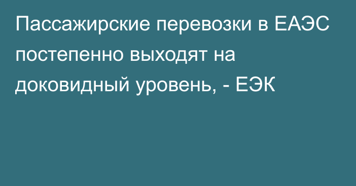 Пассажирские перевозки в ЕАЭС постепенно выходят на доковидный уровень, - ЕЭК