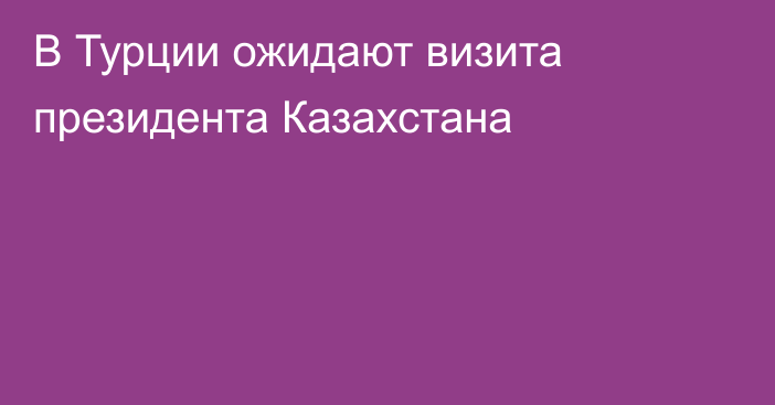 В Турции ожидают визита президента Казахстана