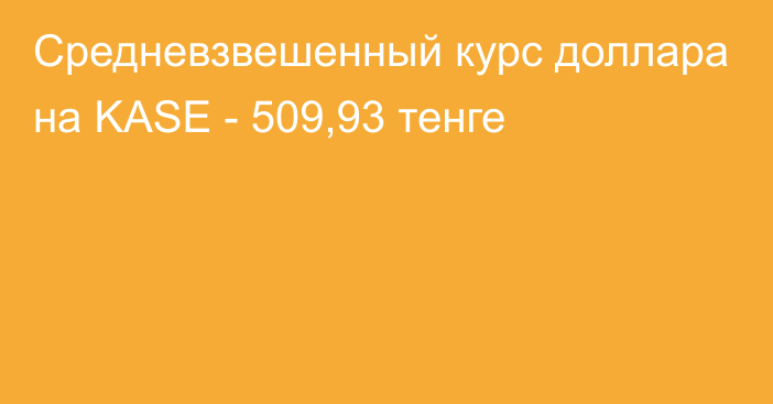 Средневзвешенный курс доллара на KASE - 509,93 тенге