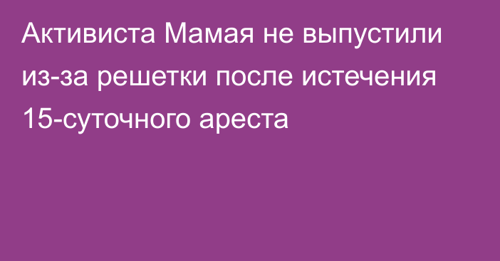 Активиста Мамая не выпустили из-за решетки после истечения 15-суточного ареста