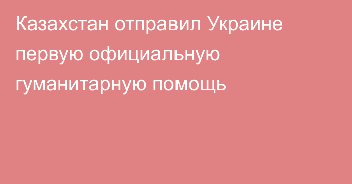 Казахстан отправил Украине первую официальную гуманитарную помощь