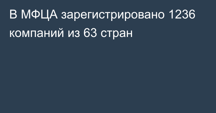 В МФЦА зарегистрировано 1236 компаний из 63 стран