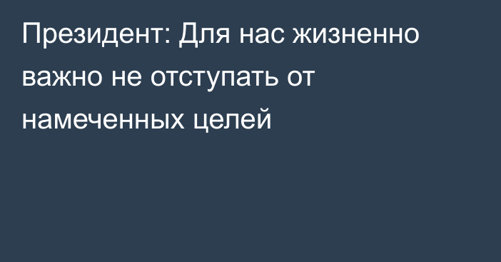 Президент: Для нас жизненно важно не отступать от намеченных целей