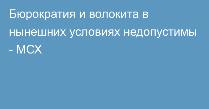 Бюрократия и волокита в нынешних условиях недопустимы - МСХ