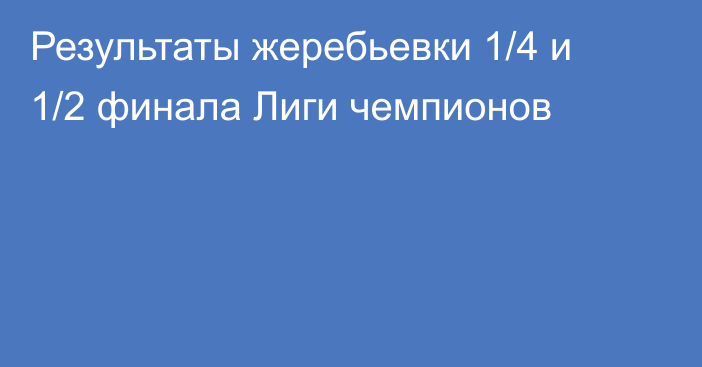 Результаты жеребьевки 1/4 и 1/2 финала Лиги чемпионов