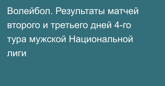 Волейбол. Результаты матчей второго и третьего дней 4-го тура мужской Национальной лиги