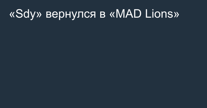 «Sdy» вернулся в «MAD Lions»