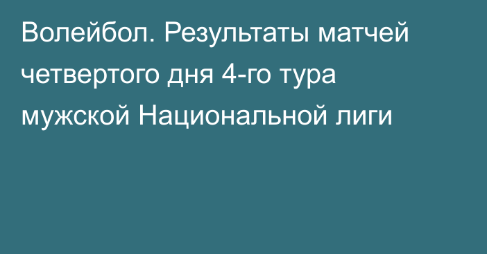 Волейбол. Результаты матчей четвертого дня 4-го тура мужской Национальной лиги