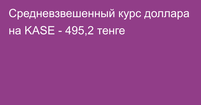 Средневзвешенный курс доллара на KASE - 495,2 тенге