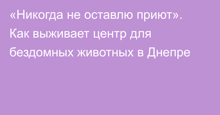 «Никогда не оставлю приют». Как выживает центр для бездомных животных в Днепре