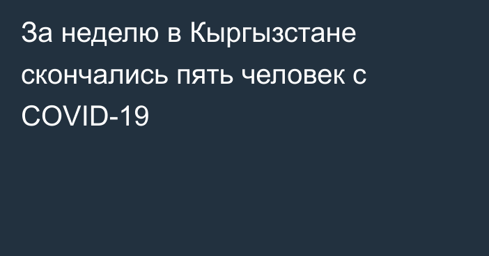 За неделю в Кыргызстане скончались пять человек с COVID-19