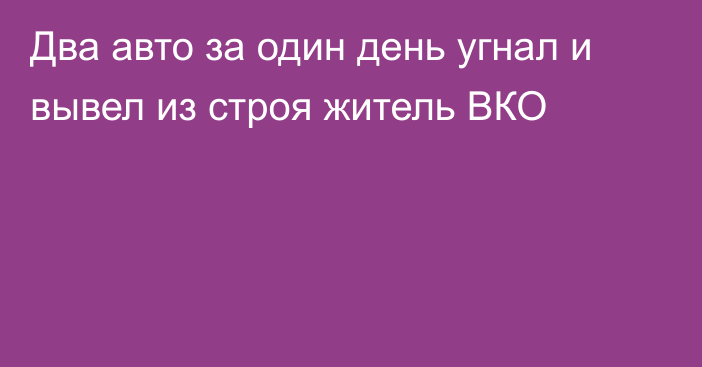 Два авто за один день угнал и вывел из строя житель ВКО