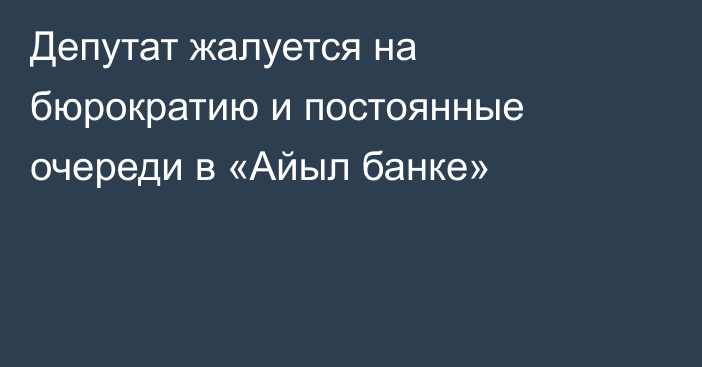 Депутат жалуется на бюрократию и постоянные очереди в «Айыл банке»