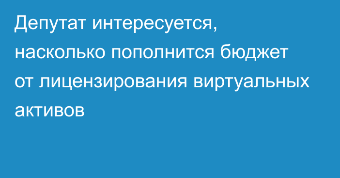 Депутат интересуется, насколько пополнится бюджет от лицензирования виртуальных активов