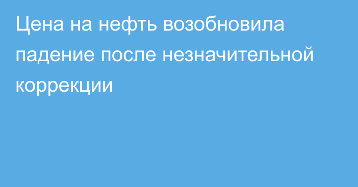 Цена на нефть возобновила падение после незначительной коррекции