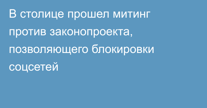 В столице прошел митинг против законопроекта, позволяющего блокировки соцсетей