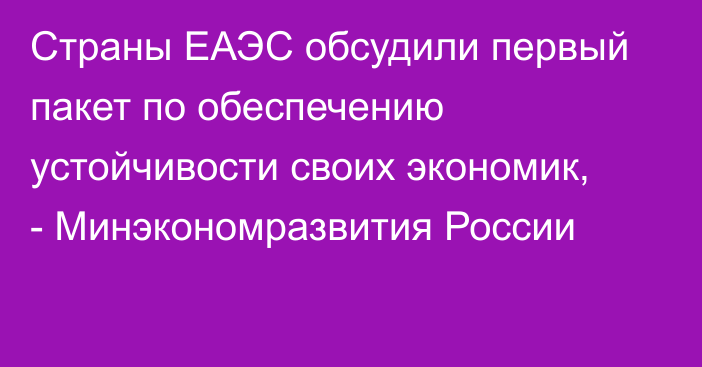 Страны ЕАЭС обсудили первый пакет по обеспечению устойчивости своих экономик, - Минэкономразвития России