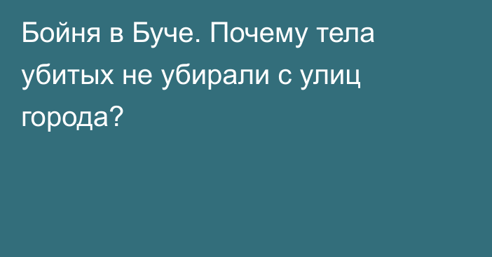 Бойня в Буче. Почему тела убитых не убирали с улиц города?