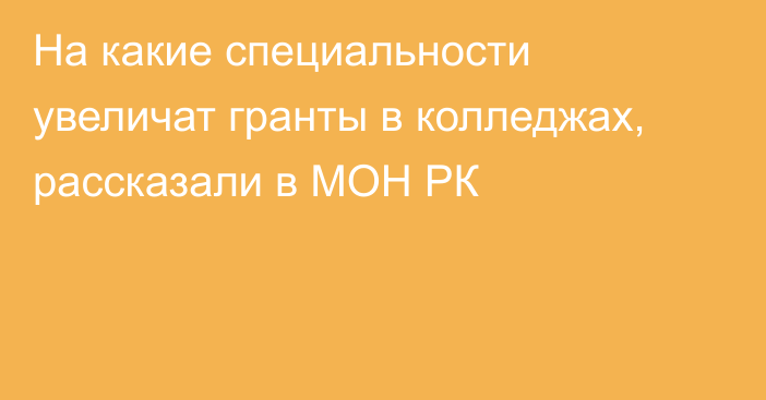 На какие специальности увеличат гранты в колледжах, рассказали в МОН РК