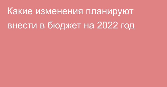 Какие изменения планируют внести в бюджет на 2022 год