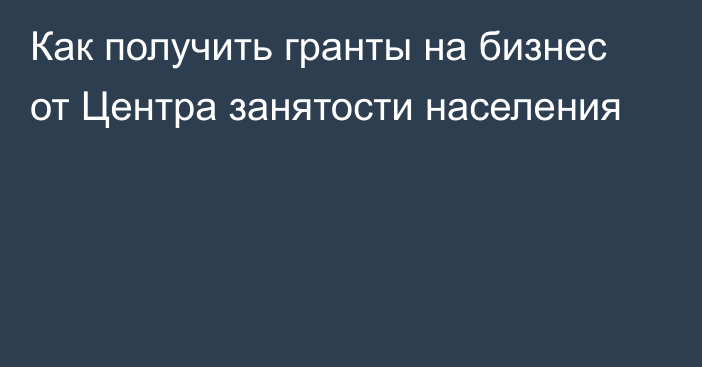 Как получить гранты на бизнес от Центра занятости населения