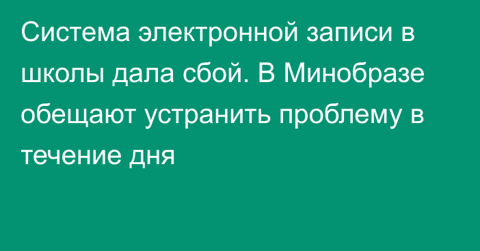 Система электронной записи в школы дала сбой. В Минобразе обещают устранить проблему в течение дня