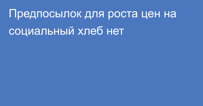 Предпосылок для роста цен на социальный хлеб нет